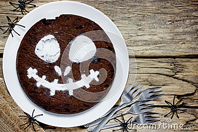 Jack skeleton cake, Halloween chocolate cake Stock Photo