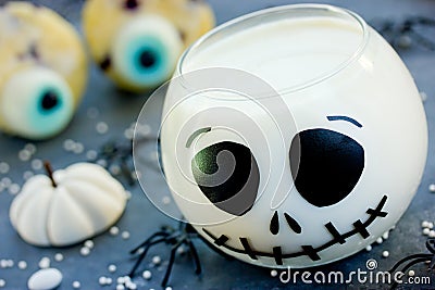 Jack Skeleton jelly for Halloween kids dessert, fun idea for chi Stock Photo