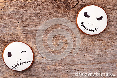 Jack Skellington cookies and copy space. Stock Photo