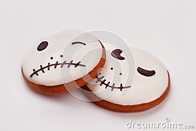 Jack Skellington cookies on white background. Stock Photo