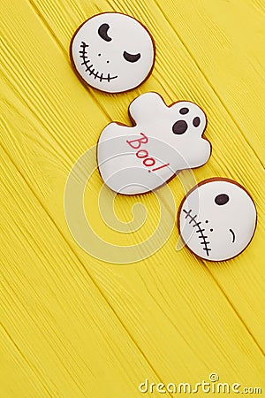 Jack Skellington and ghost cookies. Stock Photo