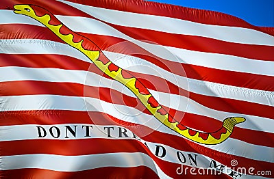 Jack of the United States flag. DONT TREAD ON ME. The national symbol of USA Maritime, 3D rendering. USA Maritime 3D Waving sign Stock Photo