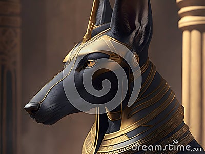 The Jackal's Watch: Invoke the Ancient Powers of Anubis, the Protector of Souls, with our Exquisite Picture Stock Photo