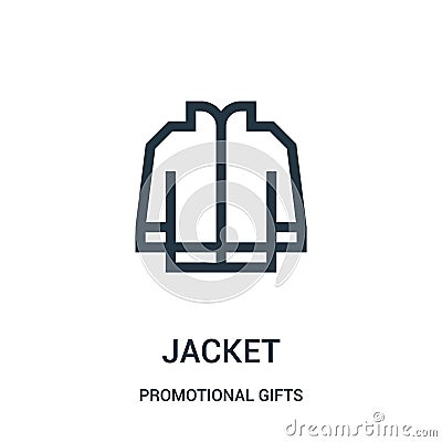 jacket icon vector from promotional gifts collection. Thin line jacket outline icon vector illustration. Linear symbol for use on Vector Illustration