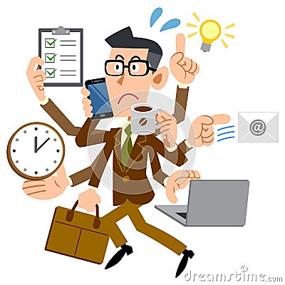 Jacket man who are too busy Vector Illustration