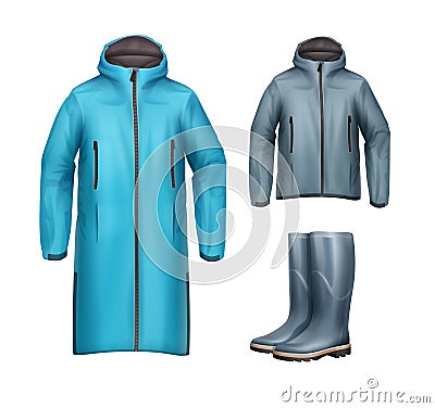 Jackets with rubber boots Vector Illustration