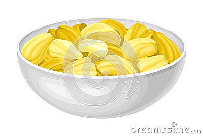 Jackfruit Fruit Yellow Seeds Rested in Bowl Vector Illustration Vector Illustration