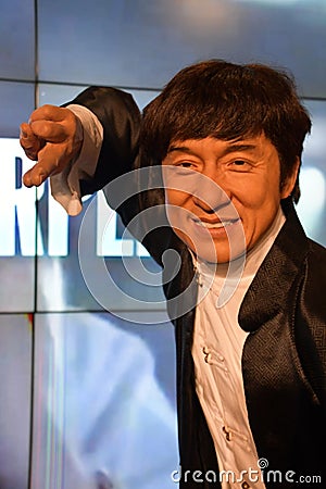 Jackie Chan statue at Madame Tussauds in Times Square in Manhattan, New York City Editorial Stock Photo