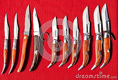 Jacknife collection spain style wood handle Stock Photo