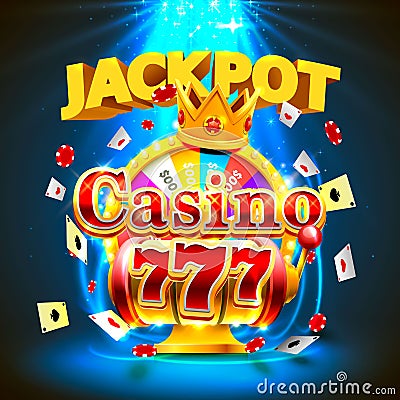 Jackpot casino 777 slots and fortune king banner. Vector Illustration