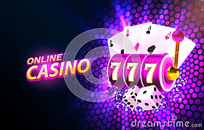 Jackpot casino coin, cash machine play now. Vector Vector Illustration