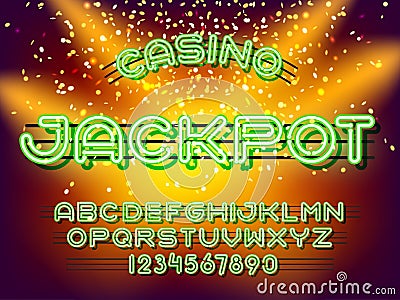 Jackpot casino Neon Font Vector Illustration