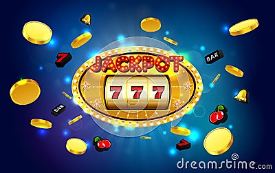 Jackpot lucky wins golden slot machine casino with light background Vector Illustration