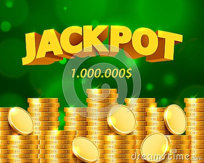 Jackpot million dollars in the form of gold coins. Vector Illustration