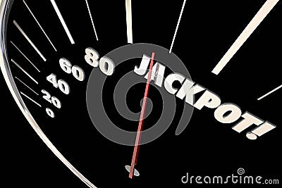 Jackpot Winnings Money Prize Speedometer Words Stock Photo