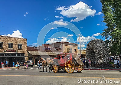 Jackson, Wyoming. Town Square Editorial Stock Photo