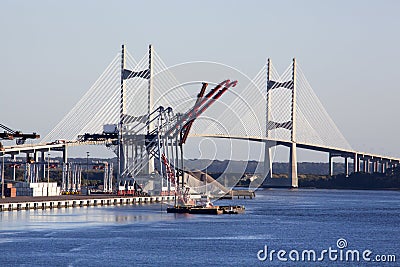 Jacksonville City Port And A Bridge Stock Photo