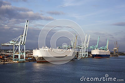 Jacksonville City Port Cargo Ships Stock Photo