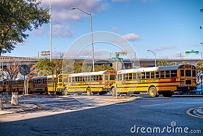 JACKSONVILLE, FL - FEBRUARY 2016: School buses at the terminal station Editorial Stock Photo