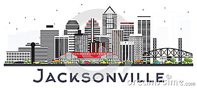 Jacksonville Florida City Skyline with Gray Buildings Isolated o Stock Photo