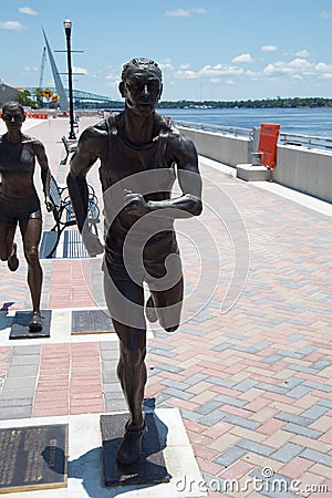 Jacksonville, Florida Man River Runner Sculpture Editorial Stock Photo