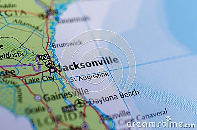 Jacksonville, Florida on map Stock Photo