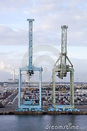 Jacksonville Port Cranes At Dusk Stock Photo