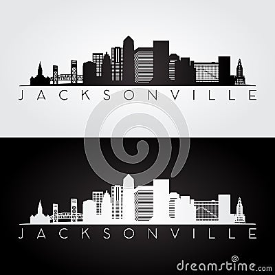 Jacksonville USA skyline and landmarks silhouette Vector Illustration