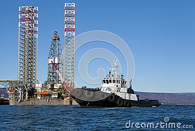 Jackup rig in the Kachemak Bay Stock Photo