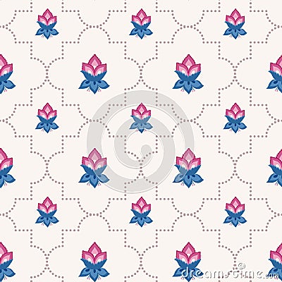 Jacobean floral pattern, meadow flowers background Vector Illustration