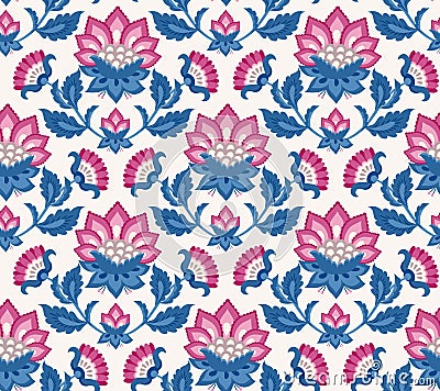 Jacobean floral pattern, meadow flowers background Vector Illustration