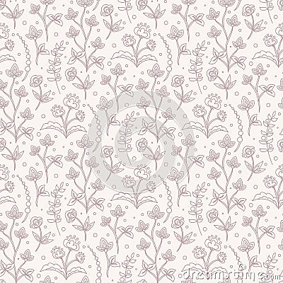 Jacobean floral pattern, meadow flowers background Vector Illustration