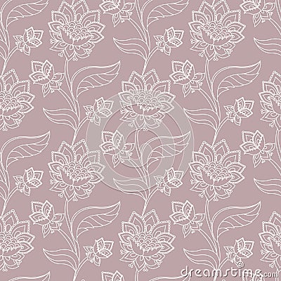 Jacobean floral pattern, meadow flowers background Vector Illustration