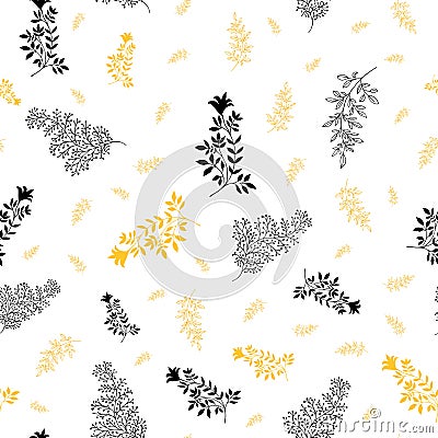 Jacquard effect wild meadow grass seamless vector pattern background. Monochrome aqua blue backdrop of scattered leaves Vector Illustration