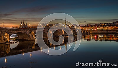 Jacques-Gabriel Bridge over the Loire River in Blois, France Stock Photo