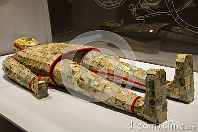 Jade burial suit threaded with gold wire from Han dinasty Editorial Stock Photo