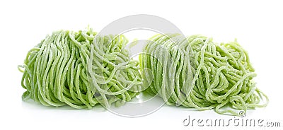 Jade noodle, vegetable noodles, green noodles on white Stock Photo