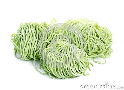 Jade noodle, vegetable noodles, green noodles on white Stock Photo