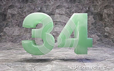 Jade number 34 on rocky backgrond Stock Photo