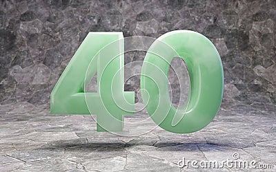 Jade number 40 on rocky backgrond Stock Photo