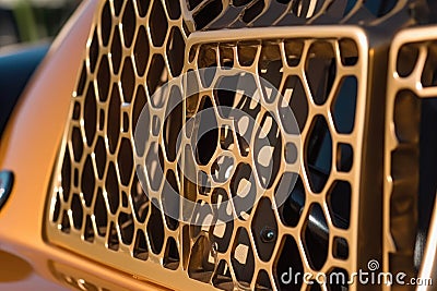 A jade production race car close up of its tinted window and sleek headlight shapes. Speed drive concept. AI generation Stock Photo