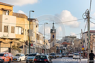 The Jaffa Clock Tower in the center of old town Jaffa, the tower was built in the early 20th century in honor of the jubilee of Editorial Stock Photo