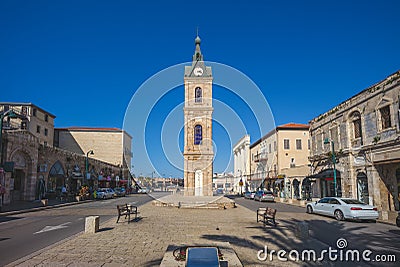 Jaffa Clock Tower at Yefet street near Tel Aviv Editorial Stock Photo