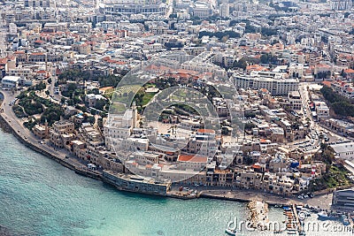 Jaffa Yafo old city town Israel Tel Aviv aerial view photo sea Stock Photo