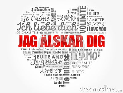 Jag alskar dig (I Love You in Swedish) love heart Stock Photo
