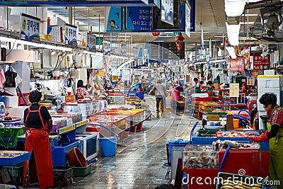 Jagalchi Indoor Fish Market, Busan, Korea Editorial Stock Photo