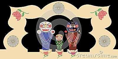 Jagannath, Baladev and Subhadra Vector Illustration