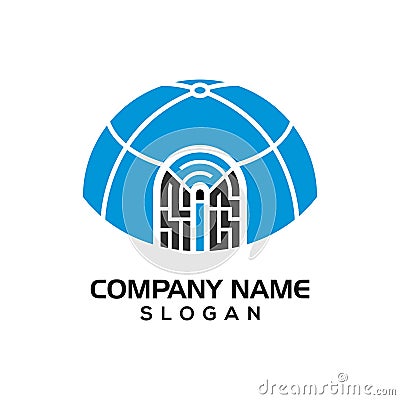 Igloo design with fingerprints on the door for the Security graphic resource logo icon Vector Illustration