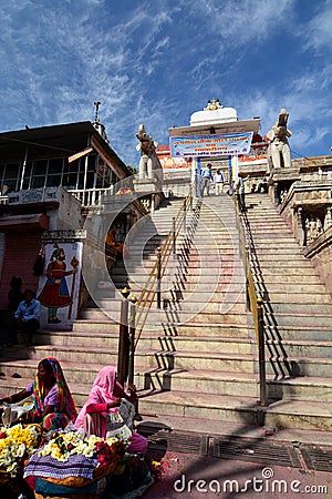 Jagdish Temple stairway entrance. Udaipur. Rajasthan. India Editorial Stock Photo