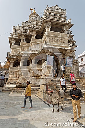 Jagdish Temple in Udaipur city center Editorial Stock Photo